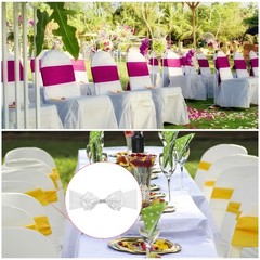 20Pcs 12″x8″ Chair Sash Bow Spandex Stretch Chair Cover Band Sashes White