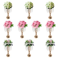 10Pcs Crystal Flower Stands Vases 55cm Wedding Centerpieces Dining Table Gold US