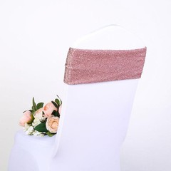 10 Rose Gold Glittered Spandex CHAIR SASHES Wedding Ceremony Party Decorations