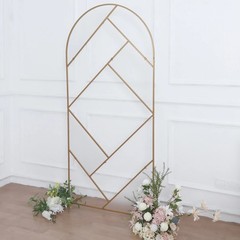 7 ft Gold Round Top Geometric Metal Wedding Backdrop Stand Party Events Supplies