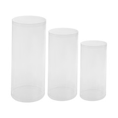 3 Pcs Round Cylinder Pedestal Stand For Wedding Party Display Stand Decor Clear