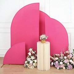 4 Matte FUCHSIA Fitted Spandex Half Moon Wedding Arch Backdrop STAND COVERS