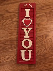 Ashland Wooden Red Shutter Home Wall Decor. NEW. I LOVE YOU Rustic