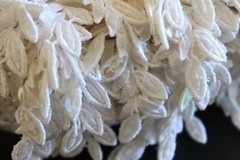 Bridal Fringed Lace Trim Off White + Iridescent Sequins & Pearls [12 Yard Roll]