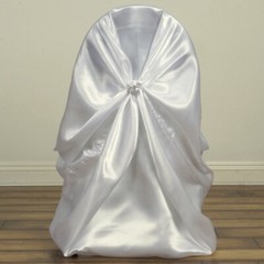 9 White SATIN UNIVERSAL CHAIR COVER FABRIC Wedding Reception Slipcover / yardage