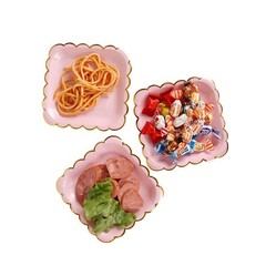 Geeklife Pink Disposable Paper Party Plates Bulk, 7 Inch Metallic Gold Paper …