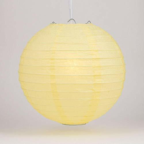 Quasimoon 8″ Light Yellow Even Ribbing Round Paper Lantern (10 PACK) by Paper…