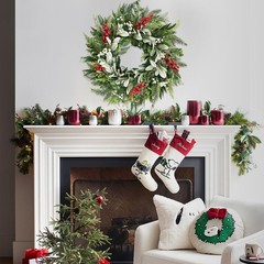 22″ Realistic Christmas Wreath with Red Berries, Winter Eucalyptus Artificial…