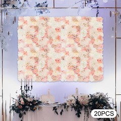 20 Pieces Flower Wall Panel Artificial Floral Backdrop Wall Decoration Backdrop
