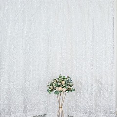 8 ft x 8 ft WHITE Leaf Petal Taffeta Backdrop Drape CURTAIN Panel Party