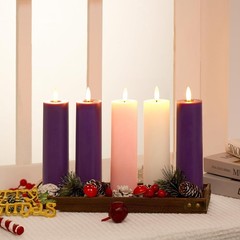 Pillar Advent Candles Set of 5, Battery Operated Advent Candle Set with Remot…