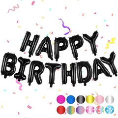 Mylar Foil Happy Birthday Banner – 16 Inch Black Balloons, Birthday Sign, Par…