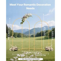 Uimoso Wedding Arch Backdrop 3 PCS Metal Stand 8′ 7.2′ 6.6′ Events Decor Party