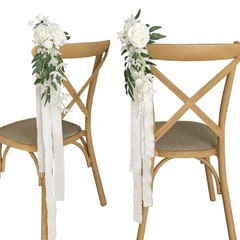 Lookein Set of 8 Pew Flowers Wedding Chair Decor Natural White