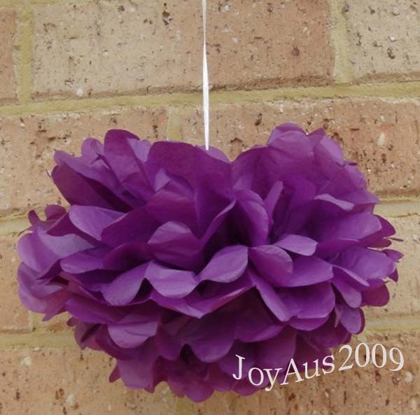 6x 30cm purple tissue paper pom poms wedding party birthday hanging decoration