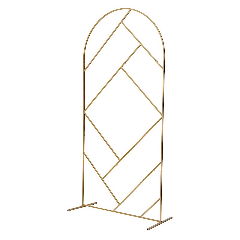 7 ft Gold Round Top Geometric Metal Wedding Backdrop Stand Party Events Supplies