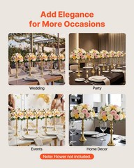VEVOR 16 PCS Wedding Flower Vase 15in Tall Crystal Table Centerpieces Gold