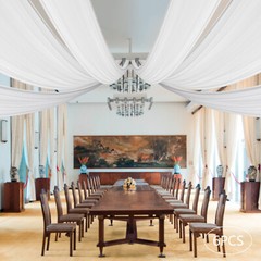 High-Quality White Chiffon Ceiling Drapes, 6 Panels (5*30 Feet Each), Perfect