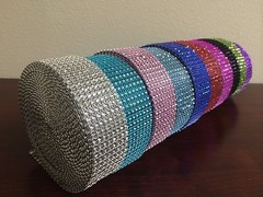1.5″ 8 Rows Diamond Rhinestone Crystal Mesh Ribbon Wrap 1 yard 5 yard 10 yard