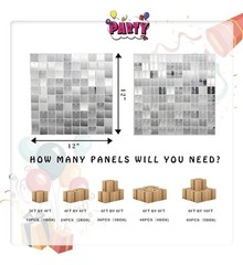 24 SILVER Square Sequin Shimmer Wall Photo Backdrop Panels Party Decorations GC1