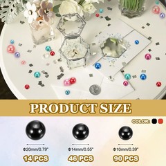 150 Pcs Pearl Bead for Vase Filler, 20/14/10mm Floating Beads(Black Light Red)