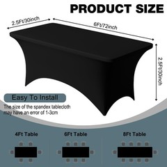 Trlyc 2 Pack 6FT Spandex Table Cloth – 72 x 30 Inch Rectangular Stretch Table…