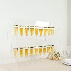 CLEAR 25″ Acrylic 2-Tier Wine Glass Rack Champagne Flute HOLDER STAND Events