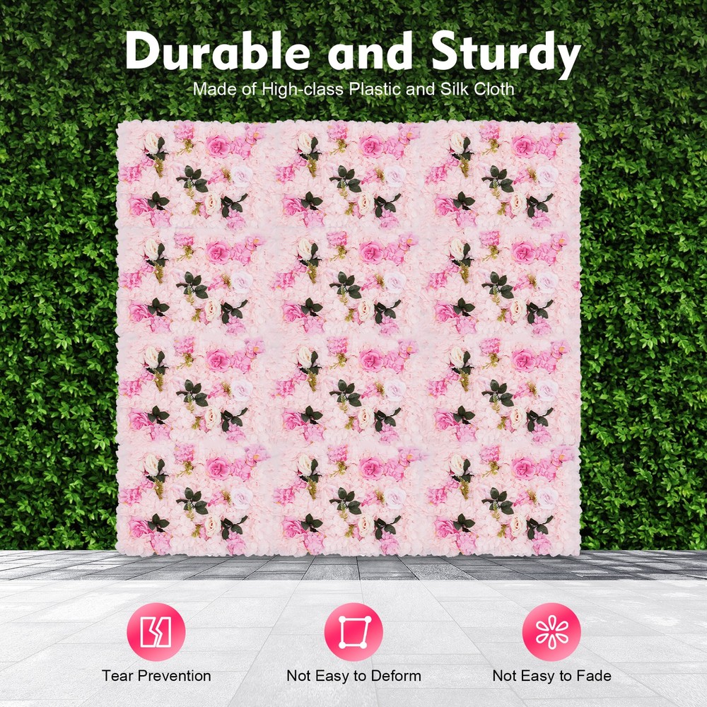 12* Artificial Flower Wall Panel Wedding Backdrop Event Party Flower Wall Panel