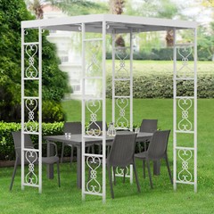 Heavy Duty French Style Outdoor Roof Metal Gazebo White Wedding Canopy Garden US