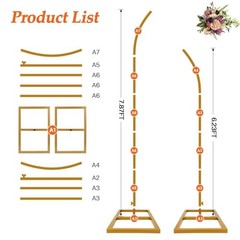 Balloon Arch Stand Kit, Balloon Arch Stand Set of 2 with Metal 8FT & 6.2FT