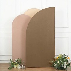 7 ft x 3 ft TAUPE Matte Fitted Spandex Half Moon Arch Stand Cover Wedding