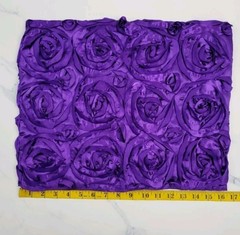 ROSETTE SATIN CHAIR CAPS SQUARE TOP GRANDIOSE Purple Ribbon – LOT OF 10