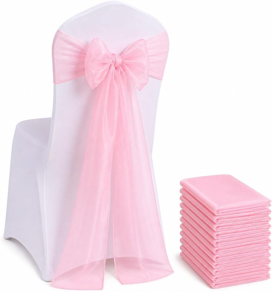 Elegant Organza Chair Sashes Sheer Fabric Sashes for Weddings, Parties, and