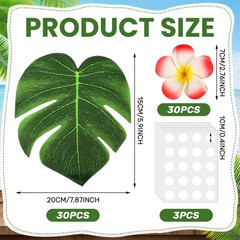 60 Pcs Tropical Party Decor Supplies 30 Pcs 8″ Fak Monstera Leaves 30 Pcs 2.7…