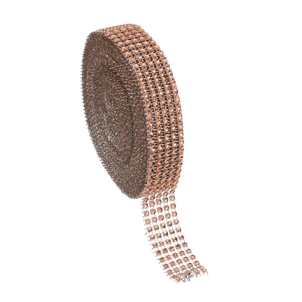 1″x10 Yard Crystal Rhinestones Mesh Ribbon Rose Gold (4mm)