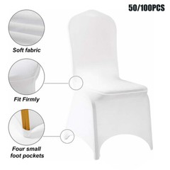 100 Flat Arched Front Covers Slip Spandex Chair Cover Wedding Party Decor Xmas
