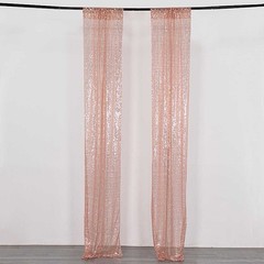 2 BLUSH 8ft x 2ft Sequined Backdrop Curtain with Rod Pockets Wedding Decorations
