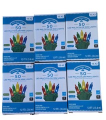 Holiday Time 50 LED Multi-Color Mini Lights. Save Energy Green Wire. Lot Of 6