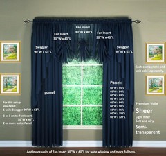 Today’s Curtain Emelia Original Voile Swag Pair 38″, Navy, 60″ W x 38″ L
