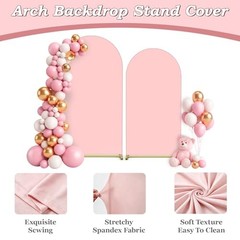 Arch Backdrop Cover Set of 2(7.2FT+6FT), Spandex Fitted Arch 7.2+6 FT Pink