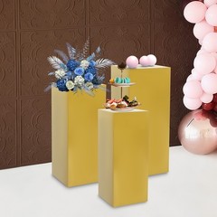 3 Pcs Metal Display Pedestal Stands, Display Pillars For Birthday Party Wedding