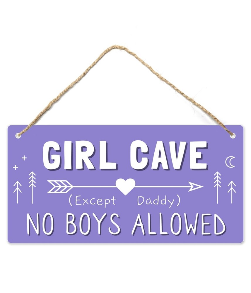 Girl Cave Sign, 12″x6″ PVC Plastic Wall Decoration Hanging Sign, Hig