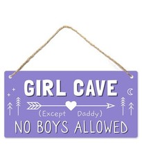 Girl Cave Sign, 12″x6″ PVC Plastic Wall Decoration Hanging Sign, Hig