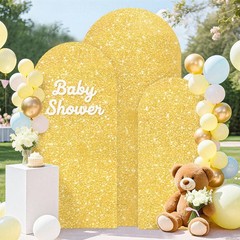 ROMANKAS Gold Wedding Arch Cover Set of 3 Arch Backdrop Cover 4&5&6ft Glitter