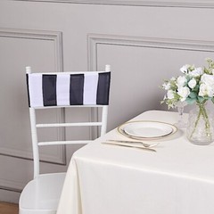 5 Black White 5×14 in Striped Spandex Stretchable CHAIR SASHES Party Decorations