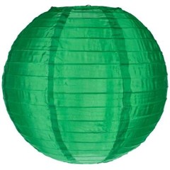 20″ Dark Green Nylon Lantern, Even Ribbing, Durable, Hanging Decoration