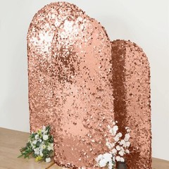 6 ft BLUSH Payette Sequin Fitted Round Top Wedding Arch STAND COVER Party Events