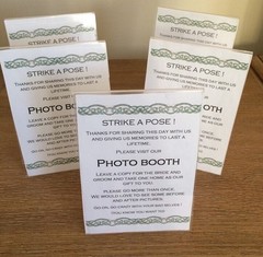 Lot of 5 Wedding Photo Booth Sign 5×7 Lucite Frame Table Decor Celtic Knot Funny