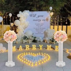 2 Pcs White Roman Pillar Wedding Roman Column Decorative Flowerpot Holder Column
