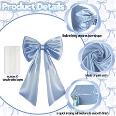 Elegant 40×24 Baby Blue Satin Bow – Oversized Wedding Decor for All Occasions